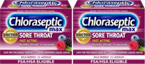 Chloraseptic Max Strength Sore Throat Lozenges, Wild Berries, 15 Count (Pack of 2)