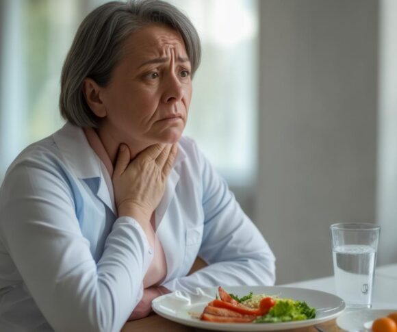 What causes trouble swallowing?